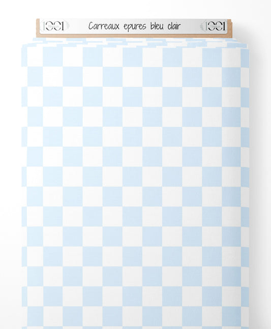 Tissu - Carreaux épurés bleu clair
