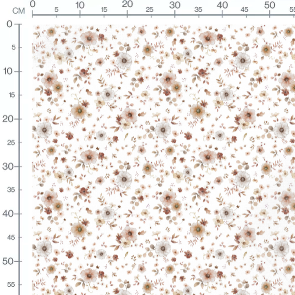 Tissu - Fleurs beige et rose délicates