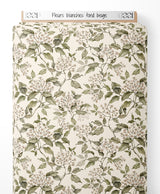 Tissu - Fleurs blanches sur fond beige