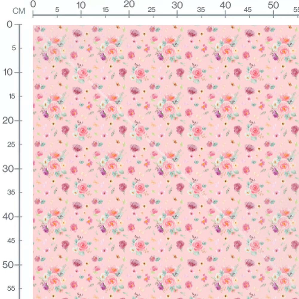 Tissu - Roses et petites fleurs colorées