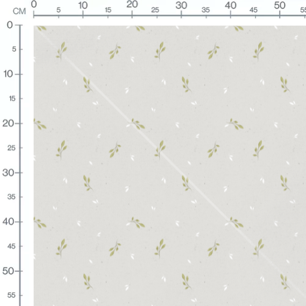Tissu - Branches vertes sur beige