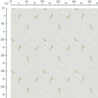 Tissu - Branches vertes sur beige