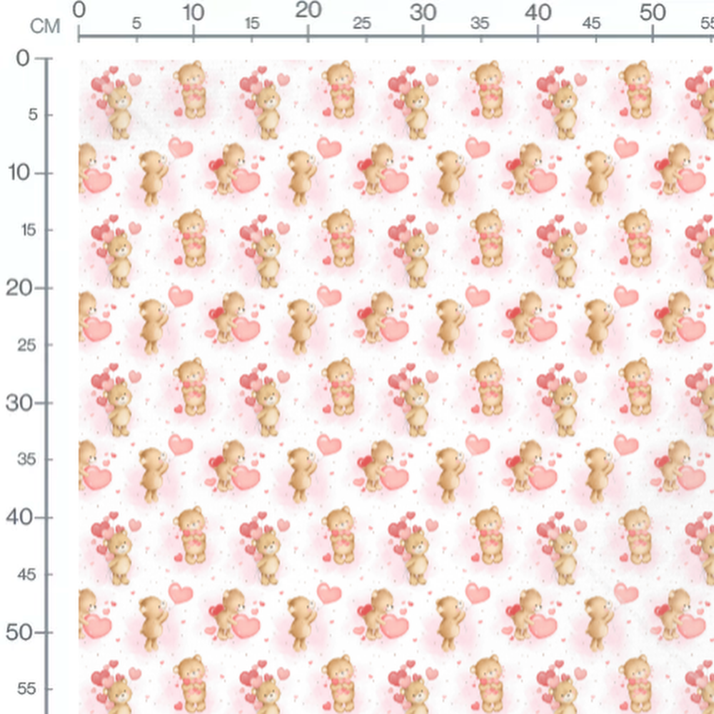 Tissu - Oursons et ballons cœur