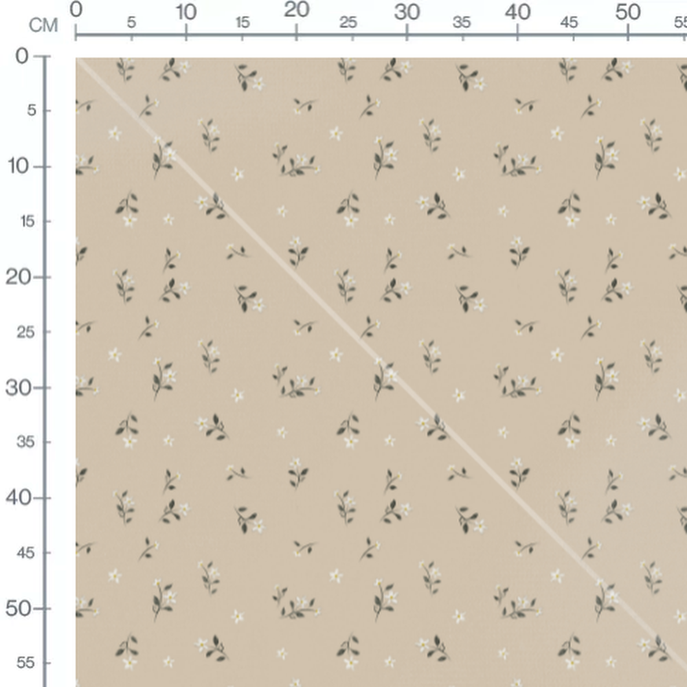 Tissu - Petites fleurs blanches sur beige