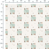 Tissu - Love pastel sur fond crème