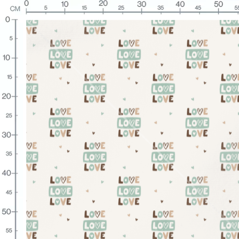 Tissu - Love pastel sur fond crème