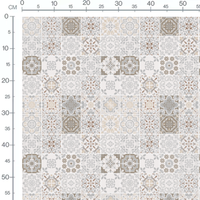 Tissu - Carreaux motifs floraux beige