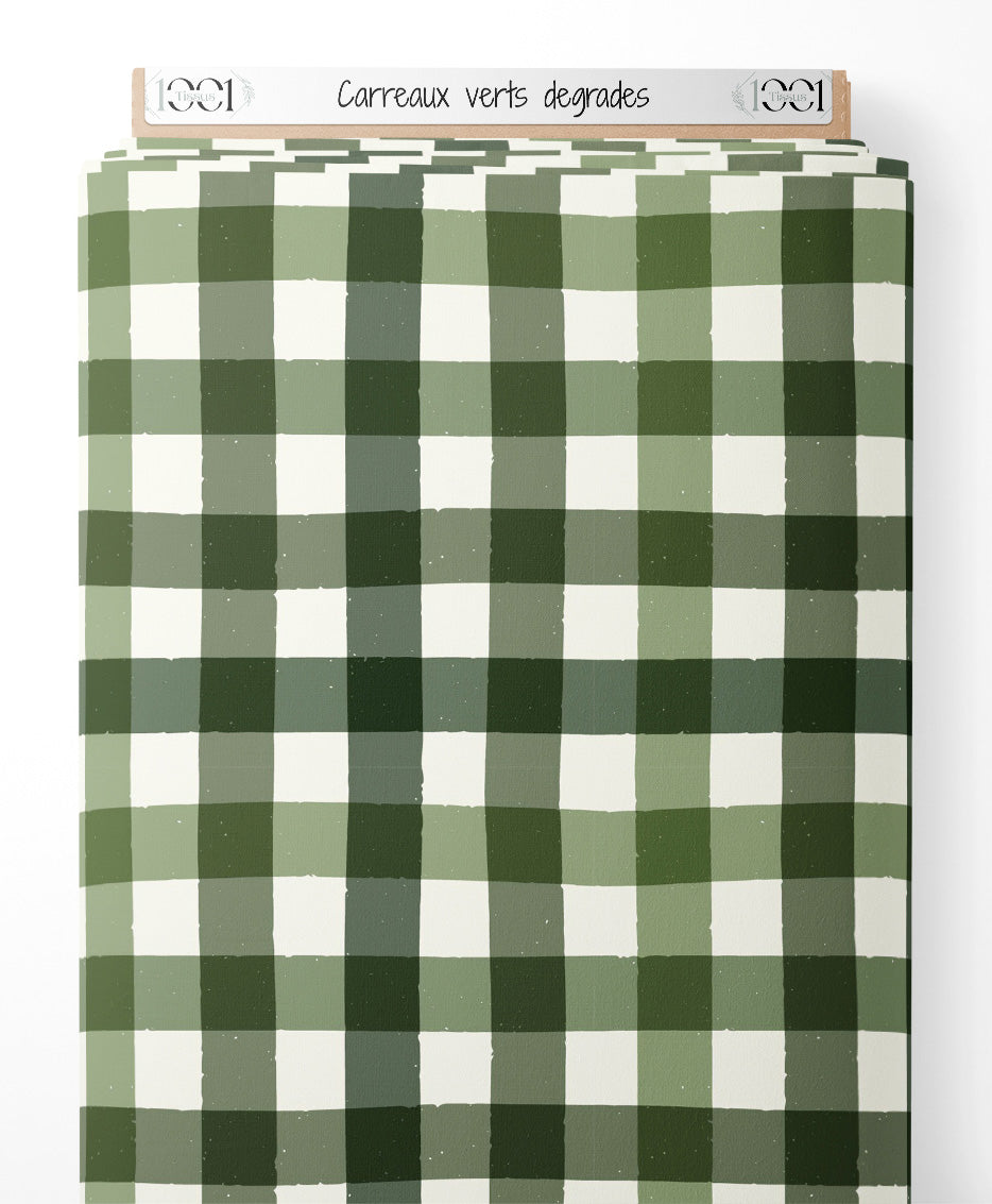 Tissu - Carreaux verts dégradés