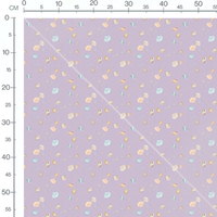 Tissu - Coquillages sur fond mauve