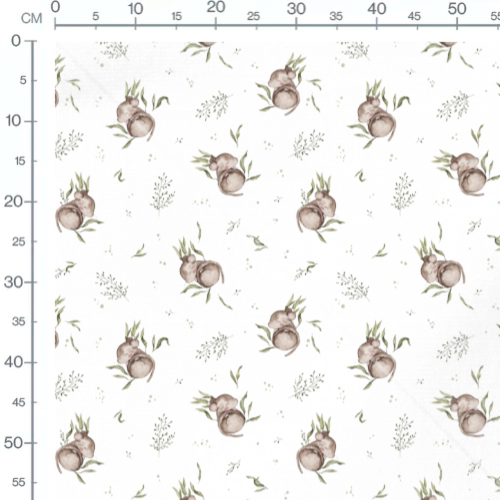 Tissu - Rongeurs et feuillages verts
