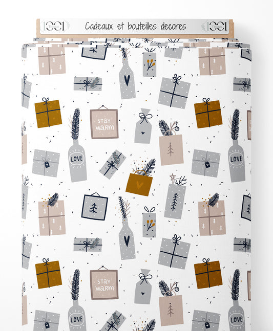 Tissu - Cadeaux et bouteilles décorés
