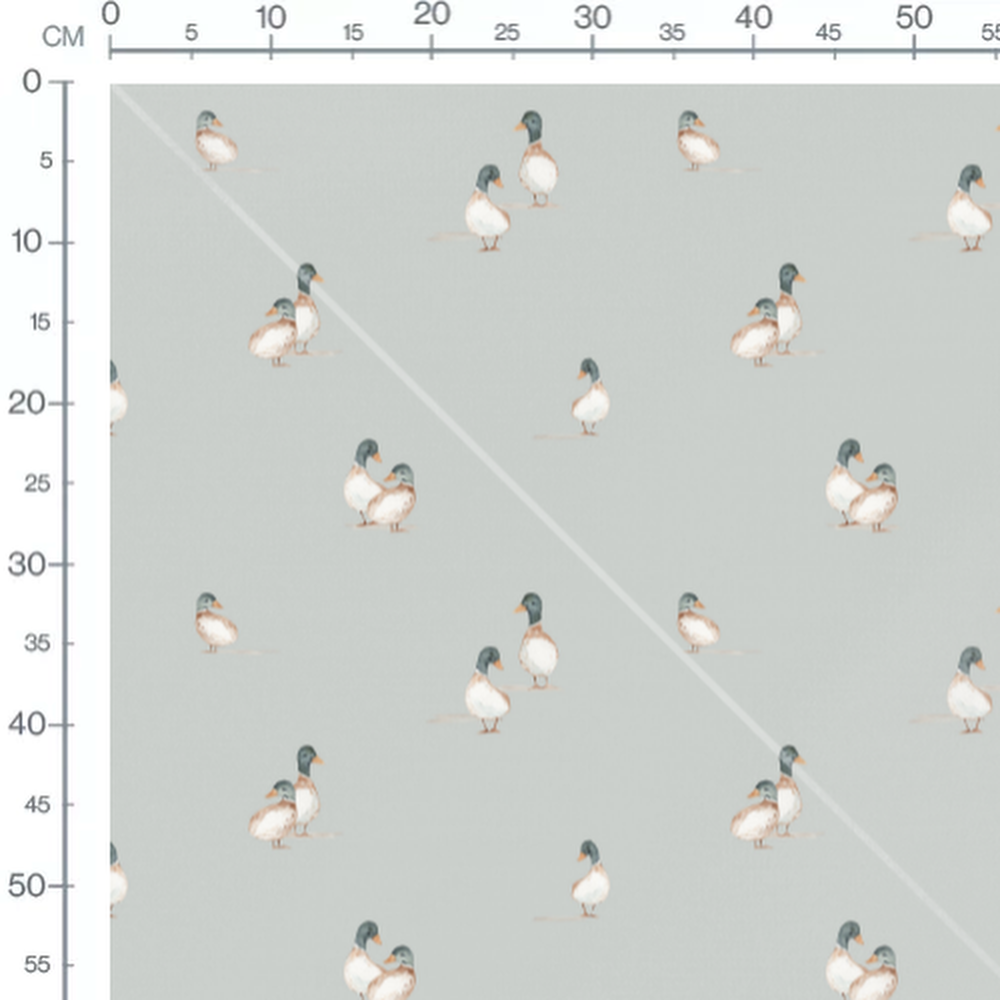 Tissu - Canards doux sur gris clair