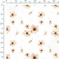 Tissu - Fleurs beige sur blanc
