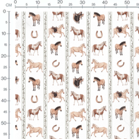 Tissu - Chevaux sur fond blanc