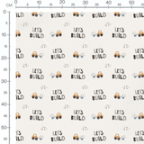 Tissu - Petits tracteurs et texte