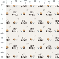Tissu - Petits tracteurs et texte