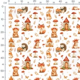 Tissu - Animaux et maisons forestières