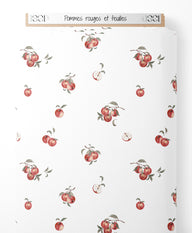 Tissu - Pommes rouges et feuilles