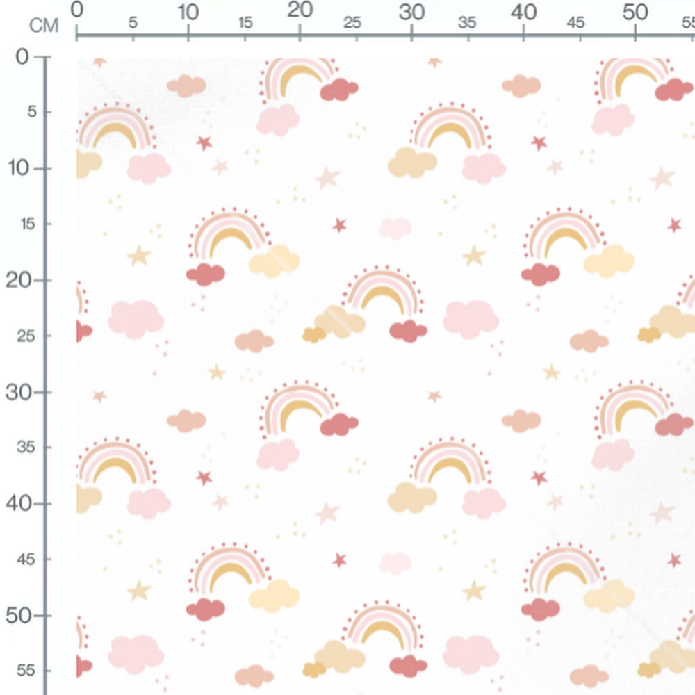 Tissu - Arcs-en-ciel roses et jaunes 2