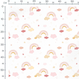 Tissu - Arcs-en-ciel roses et jaunes 2