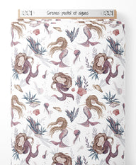 Tissu - Sirènes pastel et algues