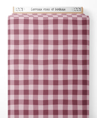 Tissu - Carreaux roses et bordeaux