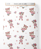 Tissu - Oursons pastel en patins