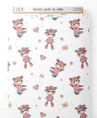 Tissu - Oursons pastel en patins