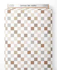 Tissu - Carreaux tons neutres