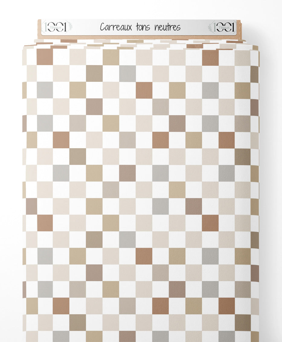 Tissu - Carreaux tons neutres