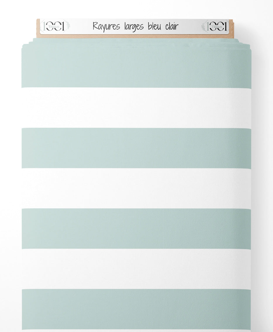 Tissu - Rayures larges bleu clair