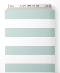 Tissu - Rayures larges bleu clair