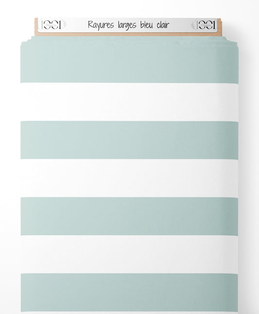 Tissu - Rayures larges bleu clair