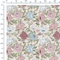 Tissu - Fleurs pastel sur fond beige 2