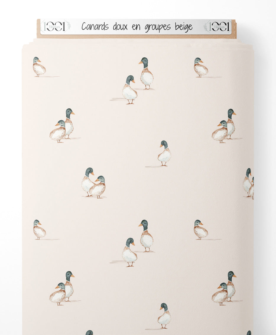 Tissu - Canards doux en groupes beige