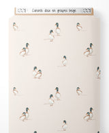 Tissu - Canards doux en groupes beige
