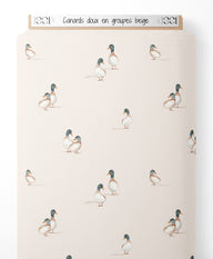 Tissu - Canards doux en groupes beige