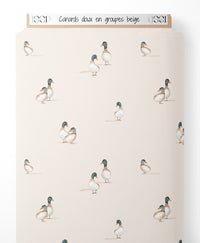 Tissu - Canards doux en groupes beige