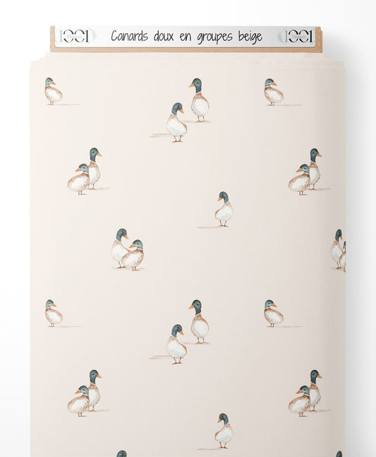 Tissu - Canards doux en groupes beige