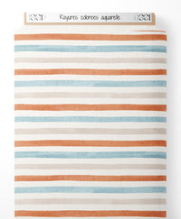 Tissu - Rayures colorées aquarelle