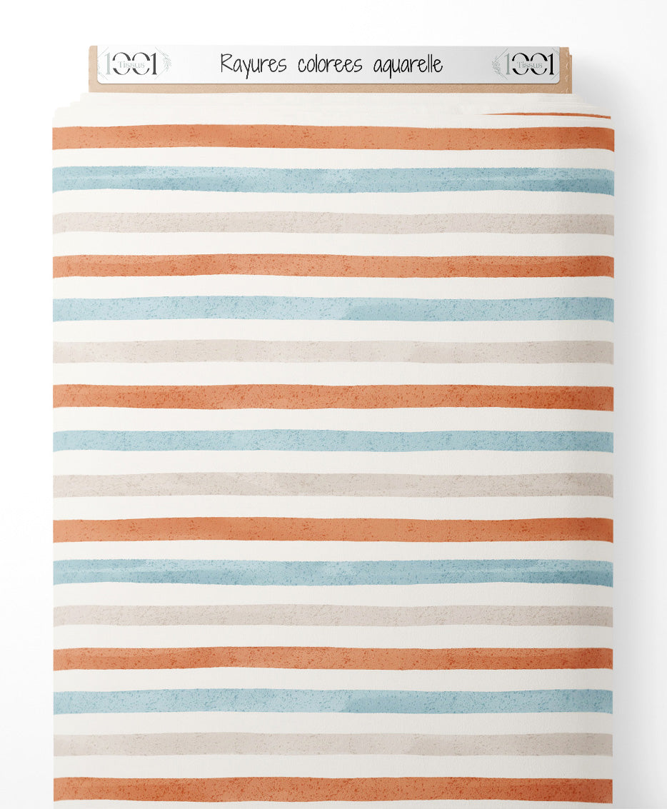 Tissu - Rayures colorées aquarelle