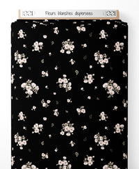Tissu - Fleurs blanches dispersées