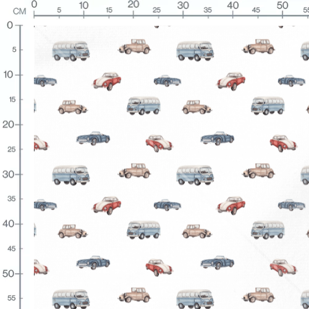 Tissu - Voitures rétro colorées