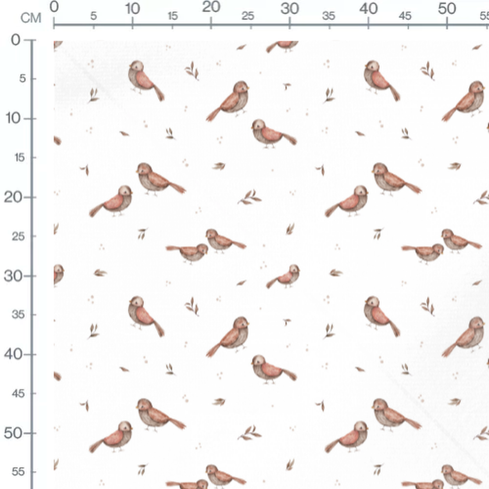 Tissu - Oiseaux bruns et branches