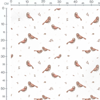 Tissu - Oiseaux bruns et branches