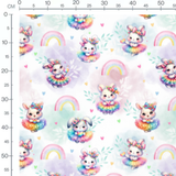 Tissu - Lapins arc-en-ciel et arcs