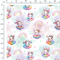 Tissu - Lapins arc-en-ciel et arcs