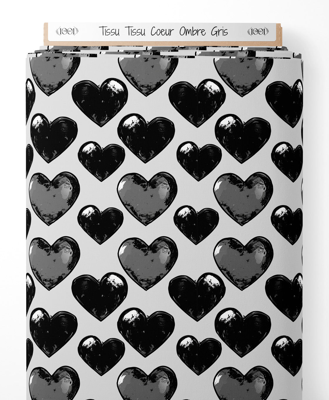 Tissu - Tissu Coeur Ombre Gris
