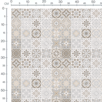 Tissu - Carreaux vintage beige et gris
