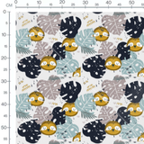 Tissu - Lions et feuilles tropicales